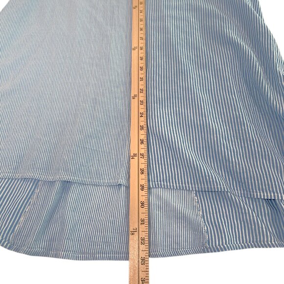 Habitat Blue White Seersucker Button Front Tunic Shirt Top Blouse Size Large - Picture 8 of 10